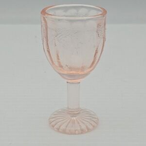 Mosser Pink Depression Glass Mini Wine Glass Goblet Cameo Shot Glass